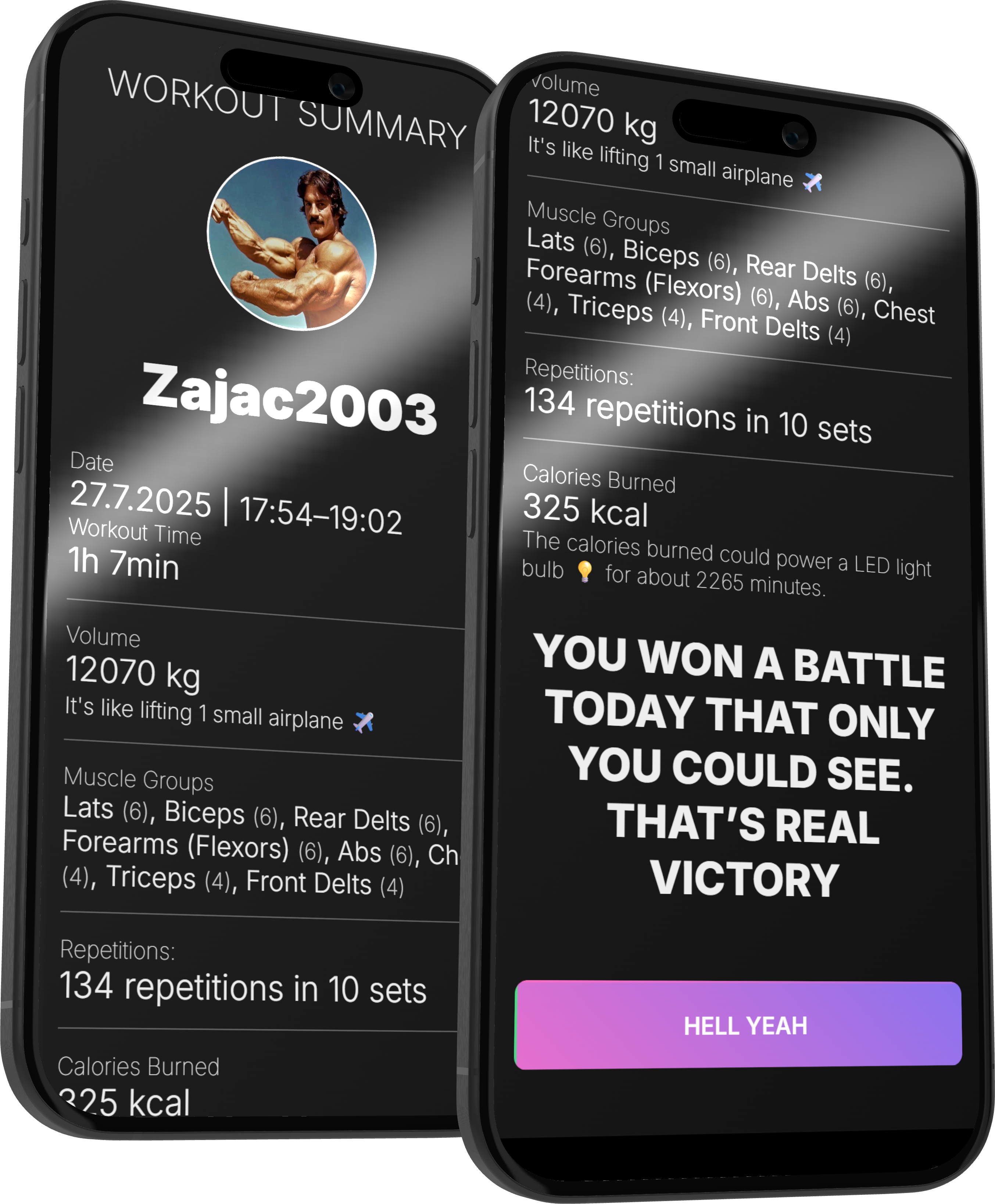 Workout summary screenshot